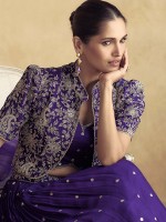 Violet Premium Chinon Silk Koti Style Lehenga Choli